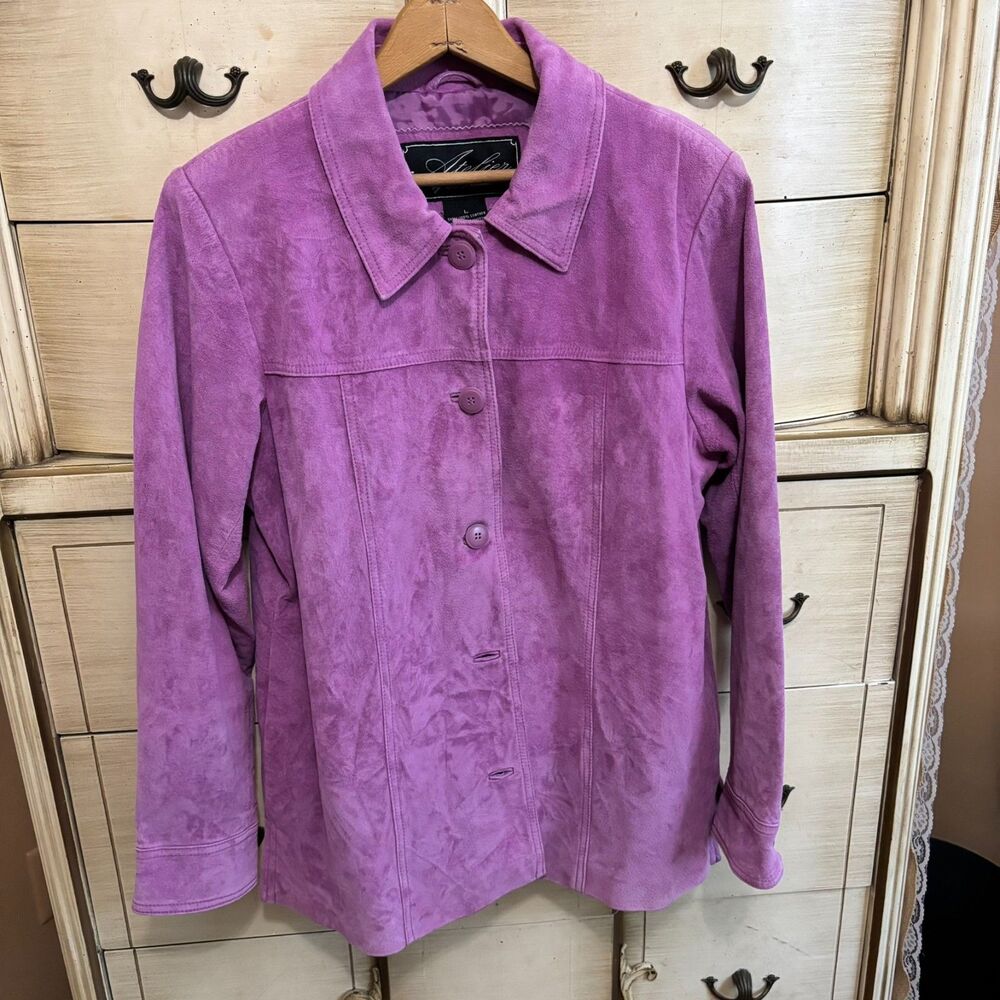 Atelier Pink Suede Leather Jacket | Womens Size L